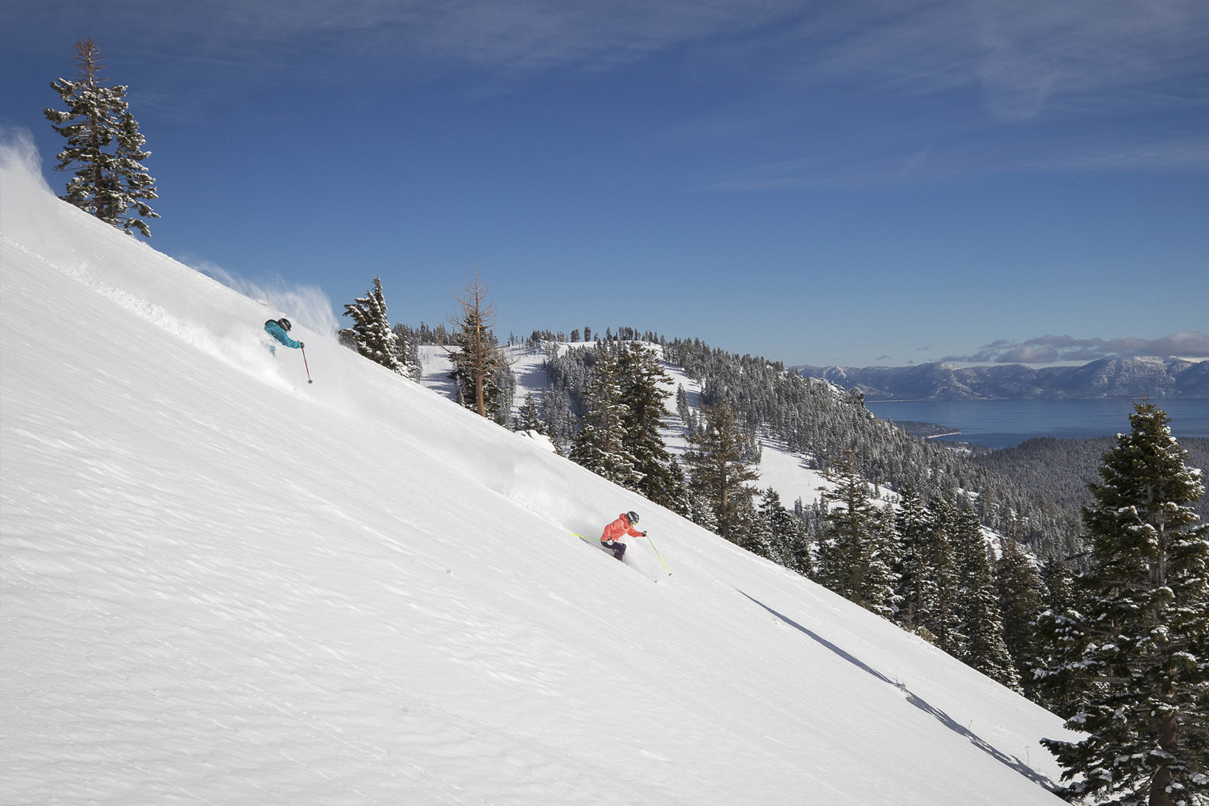 Skiers at Palisades Tahoe